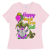 Bubblegum Pink happy mardi gras y'all Ladies Tee - BarkalooDesign