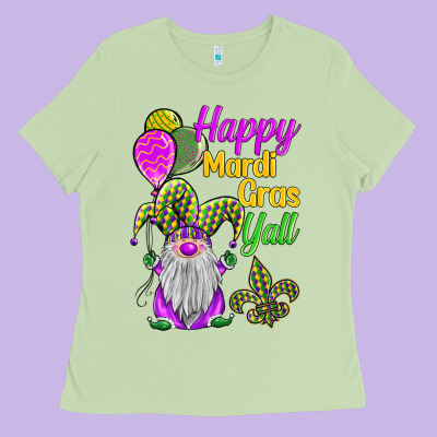 Happy Mardi Gras Y'all Ladies Tee Designed By Barkaloodesign