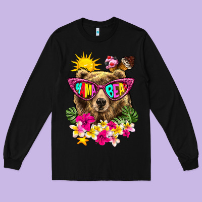 Mama Bear Summer Long Sleeve Tee Designed By Texasbilliewilder