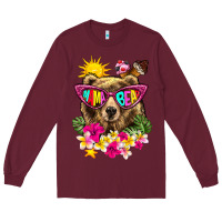 Burgundy mama bear summer Long Sleeve Tee - texasbilliewilder