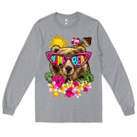 Heather Grey mama bear summer Long Sleeve Tee - texasbilliewilder