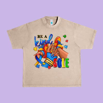 Be A Kind Sole Autism Afro Girl Sneakers Urban Heavy Tee Designed By Ranaportraitstore