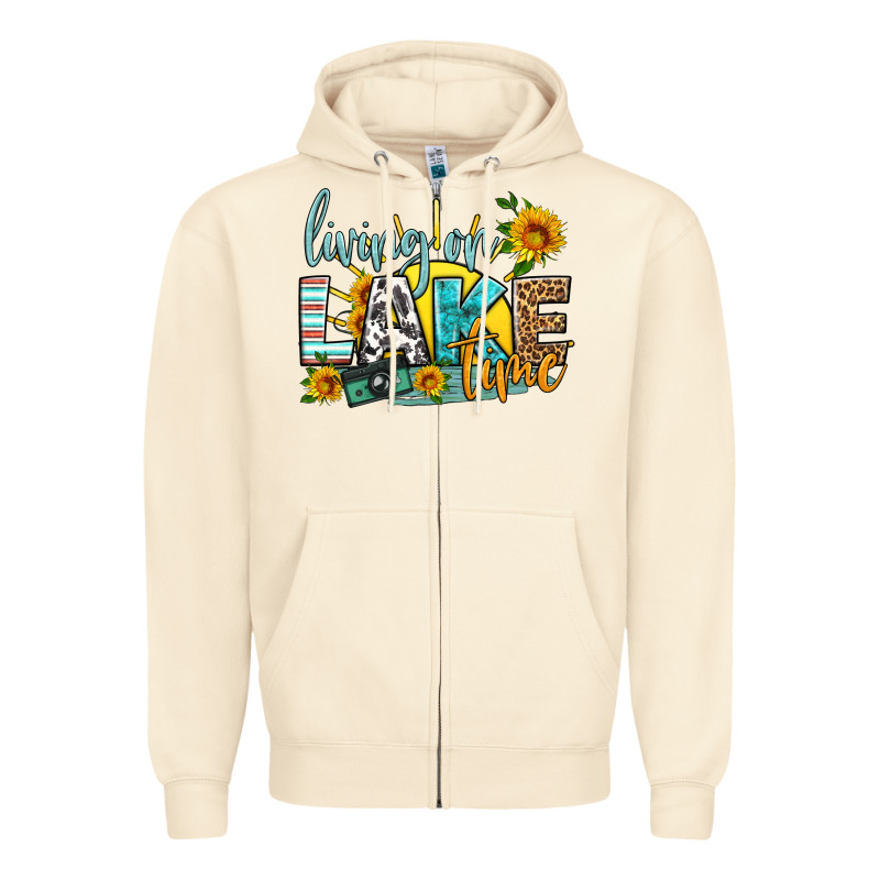 Living On Lake Time Zipper Hoodie by HRA Design Shop | Teevron
