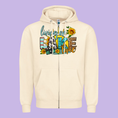 Living On Lake Time Zipper Hoodie Designed By Hra Design Shop