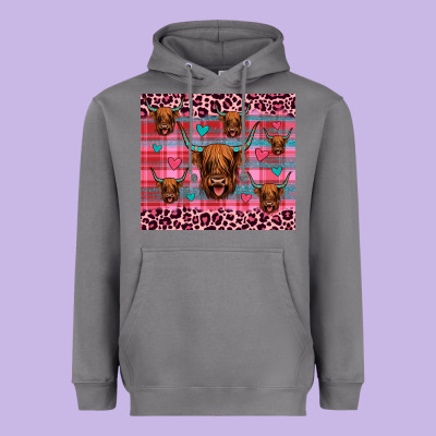 Highland Cow Valentines Heavyweight Hoodie Designed By Jahusdesignshop