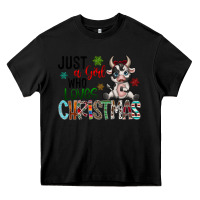 Black just a girl who loves christmas Heavy Core Tee - CowhideDigitalArt
