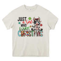 Cream just a girl who loves christmas Heavy Core Tee - CowhideDigitalArt