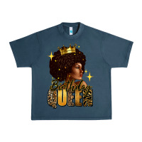 Midnight Navy Birthday queen afro girl Urban Heavy Tee - RanaPortraitStore