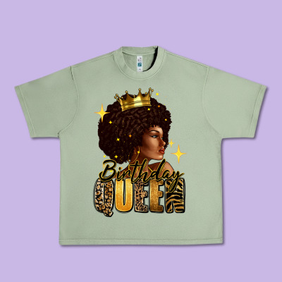 Birthday Queen Afro Girl Urban Heavy Tee Designed By Ranaportraitstore