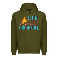 Army Green life is better by the campfire Premium Hoodie - MaliasSmallBusiness