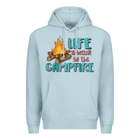Blue Mist life is better by the campfire Premium Hoodie - MaliasSmallBusiness