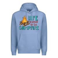 Colony Blue life is better by the campfire Premium Hoodie - MaliasSmallBusiness
