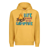Mustard life is better by the campfire Premium Hoodie - MaliasSmallBusiness