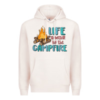 Pale Pink life is better by the campfire Premium Hoodie - MaliasSmallBusiness