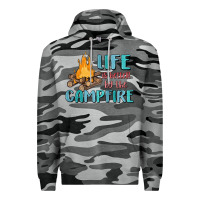 Slate Camo life is better by the campfire Premium Hoodie - MaliasSmallBusiness