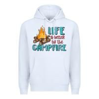 White life is better by the campfire Premium Hoodie - MaliasSmallBusiness