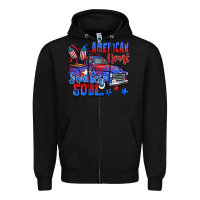 Black American heart southern soul truck 4th of july Zipper Hoodie - CowGirlArtShop