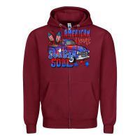 Burgundy American heart southern soul truck 4th of july Zipper Hoodie - CowGirlArtShop