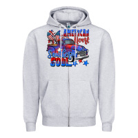 Heather Grey American heart southern soul truck 4th of july Zipper Hoodie - CowGirlArtShop