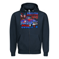 Navy American heart southern soul truck 4th of july Zipper Hoodie - CowGirlArtShop
