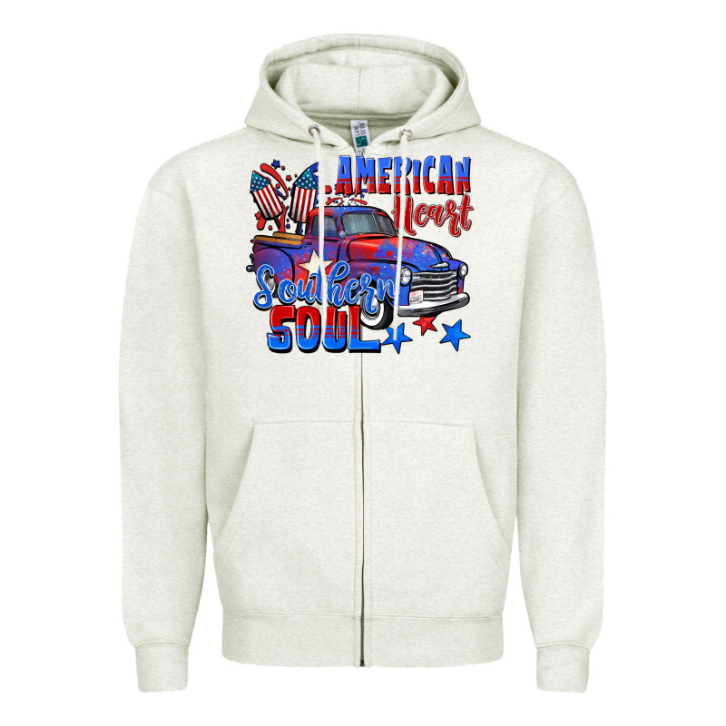 American Heart Southern Soul Truck 4th Of July Zipper Hoodie by CowGirlArtShop | Teevron