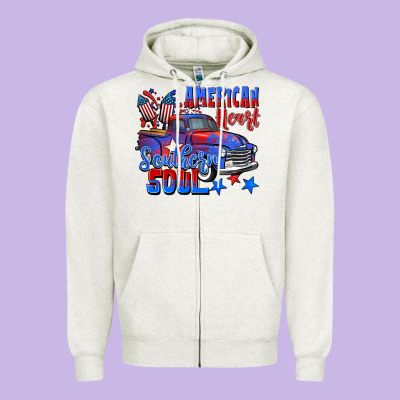 American Heart Southern Soul Truck 4th Of July Zipper Hoodie Designed By Cowgirlartshop