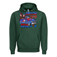 Sports Green American heart southern soul truck 4th of july Zipper Hoodie - CowGirlArtShop