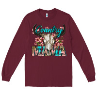 Burgundy country mama Long Sleeve Tee - Zillion Design Studio
