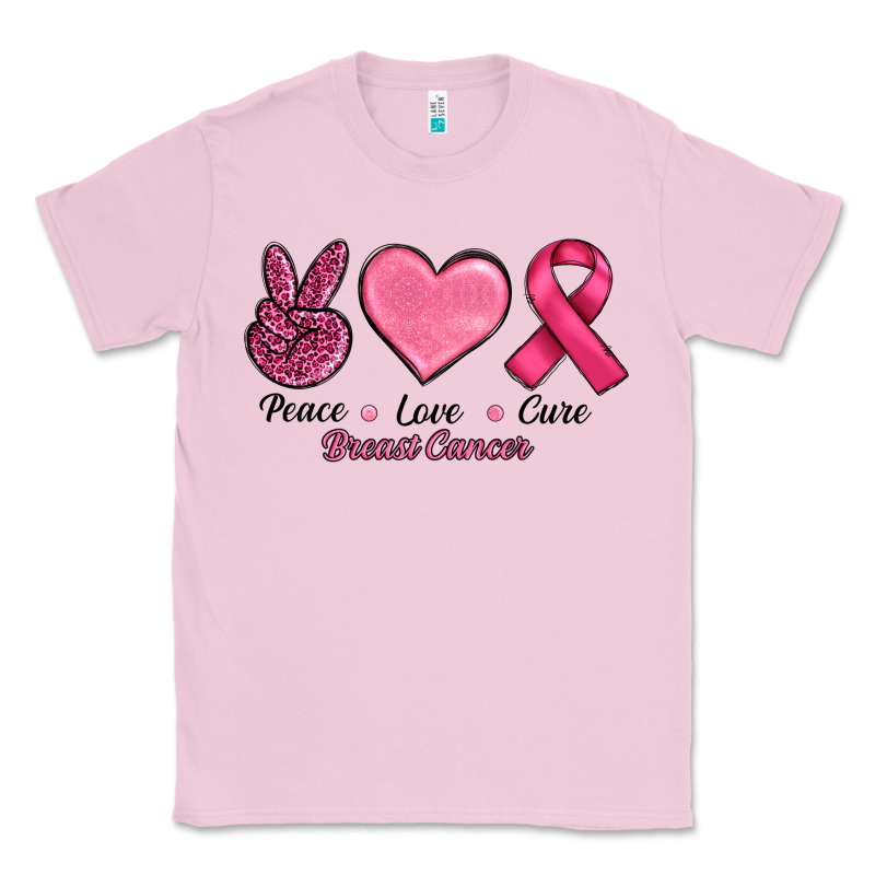 Breast Cancer Peace Love Cure Classic Tee by RanaPortraitStore | Teevron