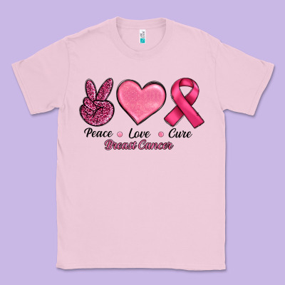 Breast Cancer Peace Love Cure Classic Tee Designed By Ranaportraitstore