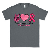 Charcoal Heather breast cancer peace love cure Classic Tee - RanaPortraitStore