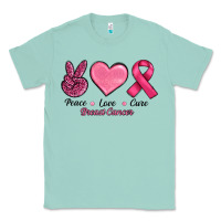 Seafoam breast cancer peace love cure Classic Tee - RanaPortraitStore