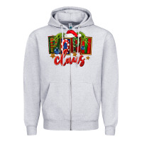 Heather Grey Christmas popi claus Zipper Hoodie - FaDigitalArtStudio