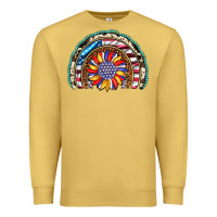Antique Gold sunflower american flag leopard gemstone cowhide rainbow Premium Sweatshirt - Artiststas