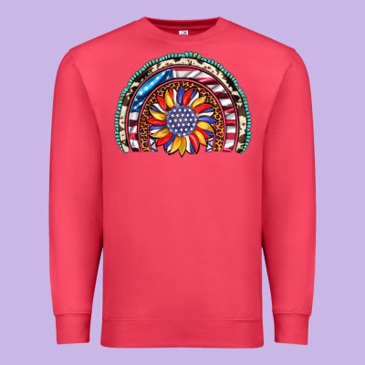 Sunflower American Flag Leopard Gemstone Cowhide Rainbow Premium Sweatshirt Designed By Artiststas