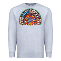 Heather Grey sunflower american flag leopard gemstone cowhide rainbow Premium Sweatshirt - Artiststas