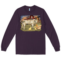 Plum charolaris bull and chicken in barnyard Long Sleeve Tee - RanaPortraitStore