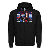 Black 4th of July wine glasses Zipper Hoodie - Neo Western