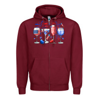 Burgundy 4th of July wine glasses Zipper Hoodie - Neo Western