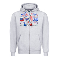 Heather Grey 4th of July wine glasses Zipper Hoodie - Neo Western