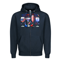 Navy 4th of July wine glasses Zipper Hoodie - Neo Western