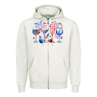 Oatmeal Heather 4th of July wine glasses Zipper Hoodie - Neo Western