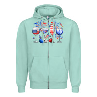 Seafoam 4th of July wine glasses Zipper Hoodie - Neo Western