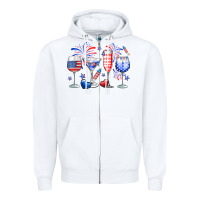 White 4th of July wine glasses Zipper Hoodie - Neo Western