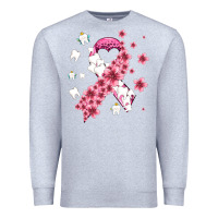 Heather Grey teeth and flower cancer ribbon Premium Sweatshirt - AdoDesignShop
