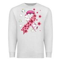 Oatmeal Heather teeth and flower cancer ribbon Premium Sweatshirt - AdoDesignShop