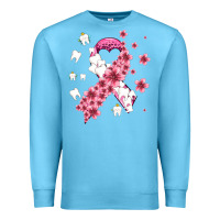 Ocean Blue teeth and flower cancer ribbon Premium Sweatshirt - AdoDesignShop