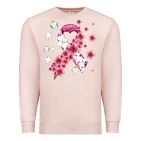 Pale Pink teeth and flower cancer ribbon Premium Sweatshirt - AdoDesignShop