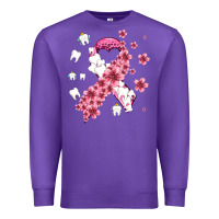 Purple teeth and flower cancer ribbon Premium Sweatshirt - AdoDesignShop