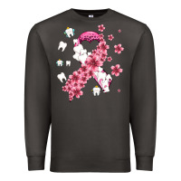 Smoke teeth and flower cancer ribbon Premium Sweatshirt - AdoDesignShop